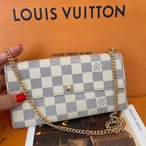 Louis Vuitton Damier Azur Sarah Wallet with Chain